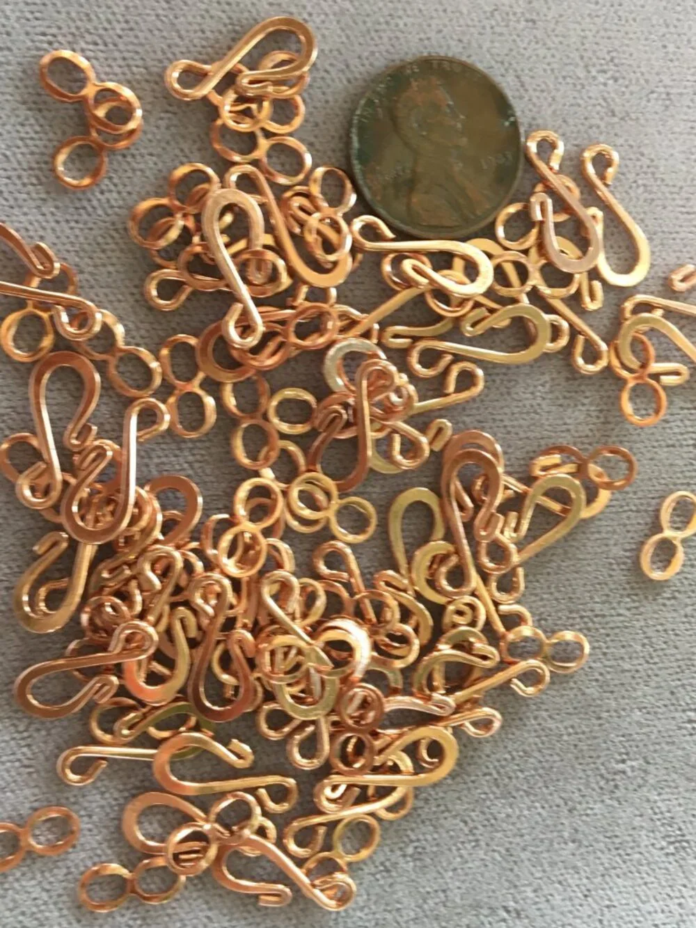 Fifty (50) Copper-plated Hook and Eye Clasps - Easy-to-Use, Pretty, Affordable!